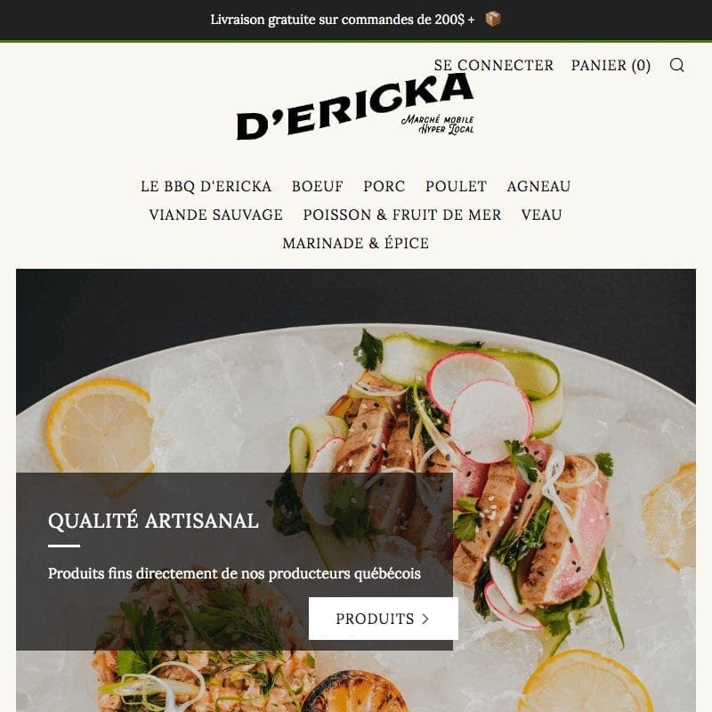 Experts de boutiques Shopify - La Fabrique Shopify Montréal dericka.ca custom