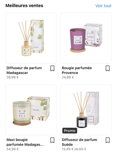 Magasinage en ligne - exemple de catalogue de produit